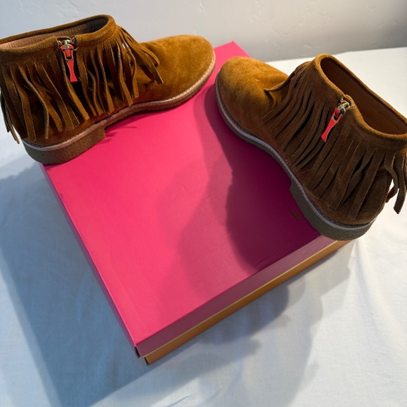 KATE SPADE Betsie Too Cognac Suede ankle bootie NIB NWT size 7.5 - Picture 3 of 5